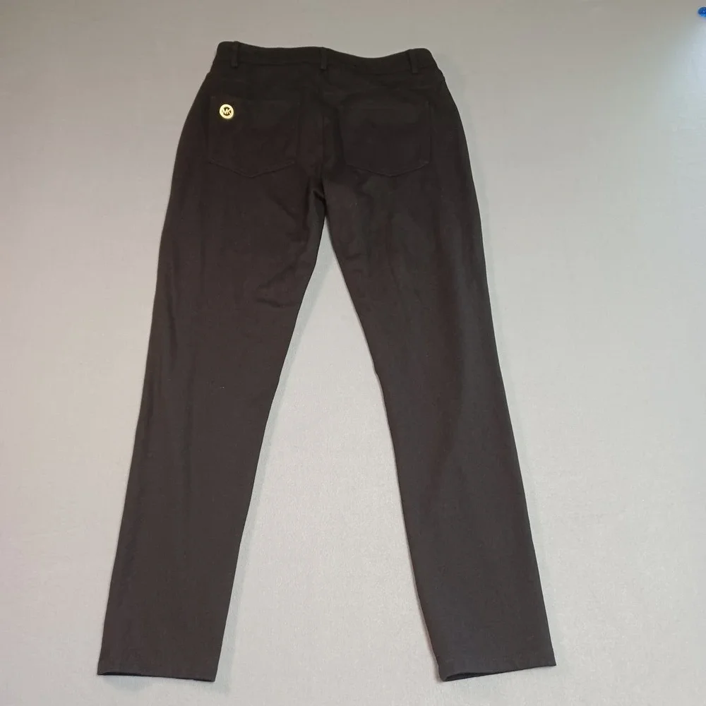 Michael Kors Womens Black Ponte‎ Knit Skinny Pants QF33B01EZT Size S MK Logo